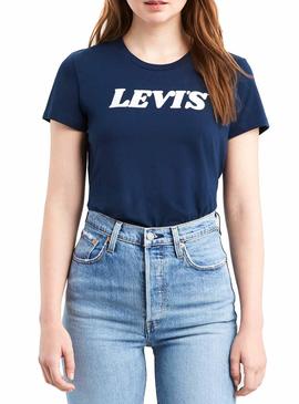 Camiseta Levis Perfect Logo Azul Mujer