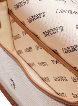 Bolso Lacoste Jacquard Heritage beige para mujer