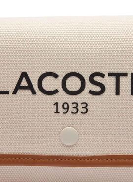 Bolso Lacoste Jacquard Heritage beige para mujer
