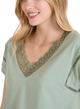 Camiseta Naf Naf Shara verde para mujer