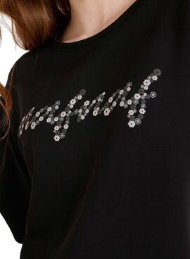 Camiseta Naf Naf Logo Print negro para mujer