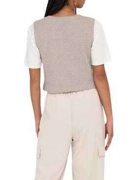 Chaleco Only Jayla beige para mujer