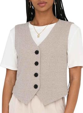 Chaleco Only Jayla beige para mujer
