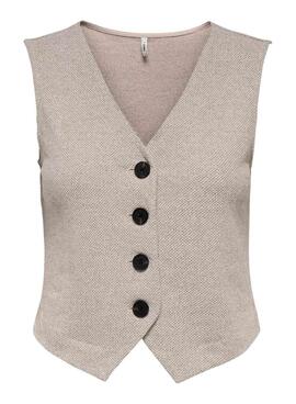 Chaleco Only Jayla beige para mujer