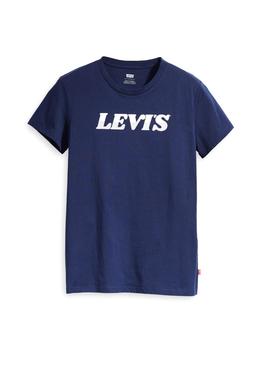 Camiseta Levis Perfect Logo Azul Mujer