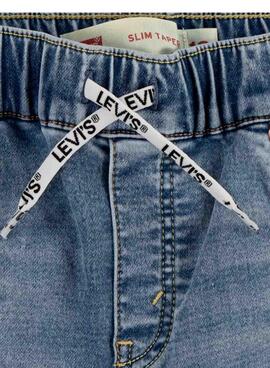 Pantalón vaquero Levis slim taper goma azul niño