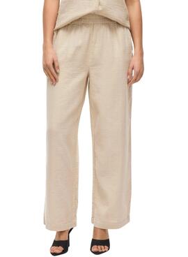Pantalones Vila Vilania anchos tostado para mujer