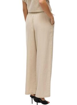 Pantalones Vila Vilania anchos tostado para mujer