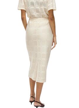 Falda Vila Vinovira midi beige para mujer