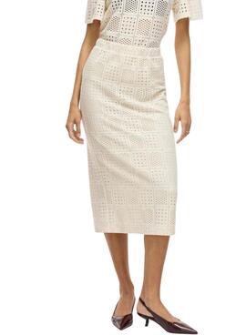 Falda Vila Vinovira midi beige para mujer
