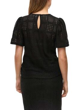 Top Vila Vinovira negro perforado para mujer