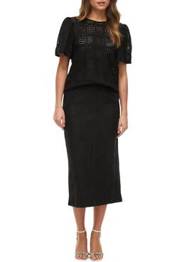 Top Vila Vinovira negro perforado para mujer