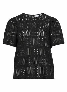 Top Vila Vinovira negro perforado para mujer