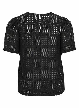 Top Vila Vinovira negro perforado para mujer
