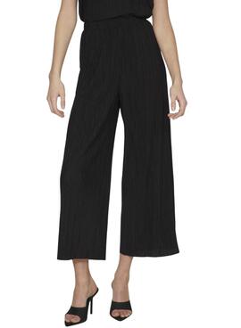 Pantalones Vila Viplisa plisado negro para mujer