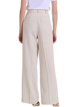 Pantalón Naf Naf raya diplomática beige para mujer