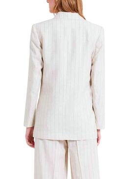 Americana  Naf Naf raya diplomática beige para mujer