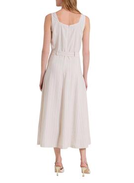 Vestido Naf Naf raya diplomática beige para mujer