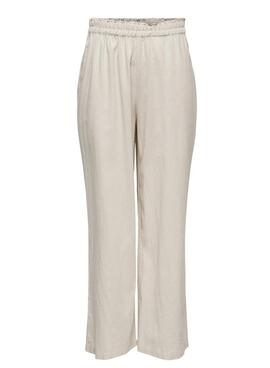 Pantalones Only Tokyo lino beige para mujer