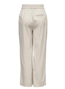 Pantalones Only Tokyo lino beige para mujer