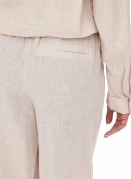 Pantalones Only Tokyo lino beige para mujer
