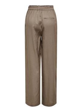 Pantalones Only Tokyo lino marrón para mujer