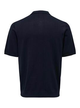Polo Only and Sons Wyler azul marino para hombre