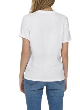 Camiseta Only Lucia blanco leopardo para mujer