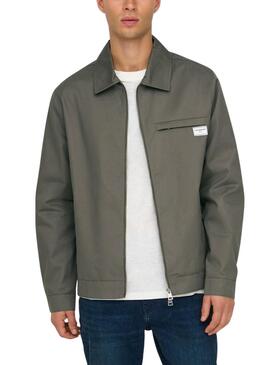 Cazadora Only and Sons Ralph verde para hombre