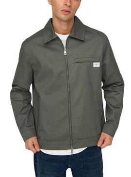 Cazadora Only and Sons Ralph verde para hombre