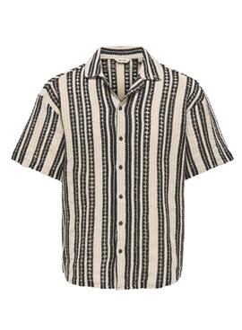 Camisa Only and Sons Dani crochet beige para hombre