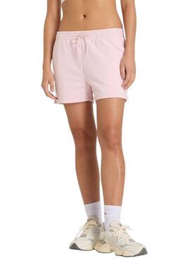 Shorts New Balance Essentials French Terry rosa para mujer