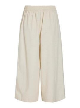 Pantalón Vila Viprisilla beige para mujer