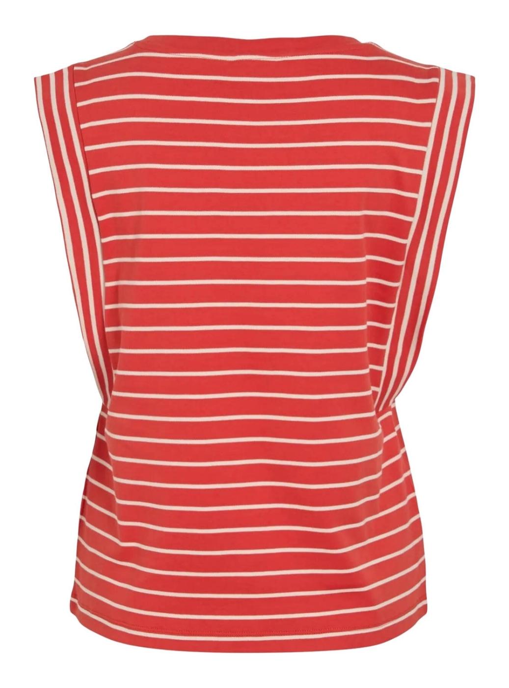 Camiseta Vila Viveriana coral y blanco para mujer