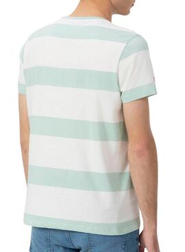 Camiseta El Pulpo Rayas turquesa y blanco para hombre