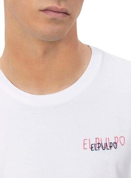 Camiseta El Pulpo Triplelogo blanco y rosa para hombre
