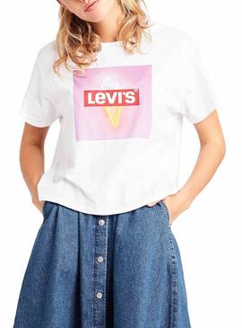 Camiseta Levis Perfect Graphic Blanca Mujer