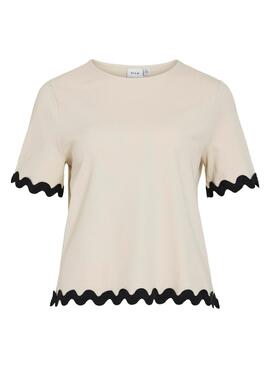 Top Vila Calisa beige para mujer