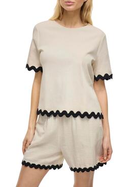 Top Vila Calisa beige para mujer