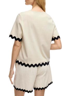 Top Vila Calisa beige para mujer