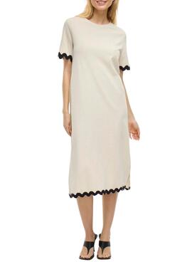 Vestido Vila Calisa beige para mujer