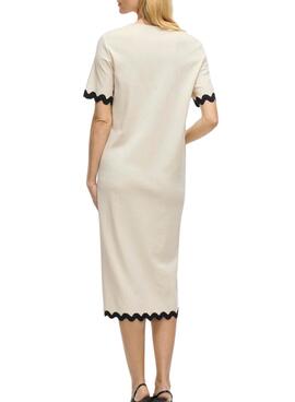 Vestido Vila Calisa beige para mujer