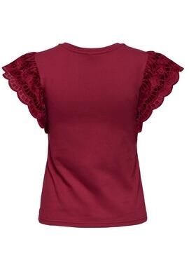 Camiseta Only Macy granate para mujer