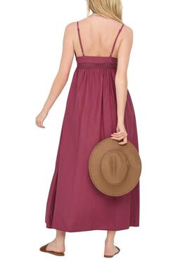 Vestido Only Briar granate para mujer