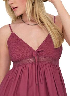 Vestido Only Briar granate para mujer