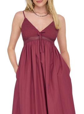 Vestido Only Briar granate para mujer