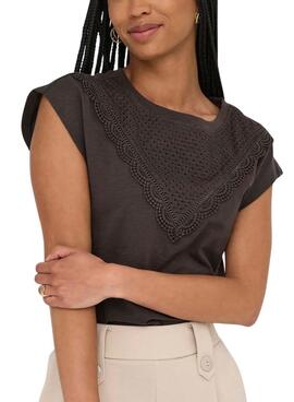 Camiseta Only Delia marrón para mujer