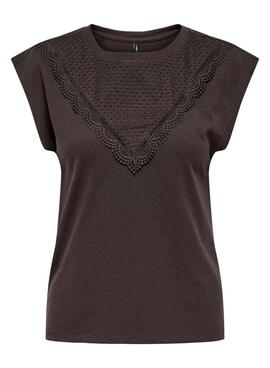 Camiseta Only Delia marrón para mujer