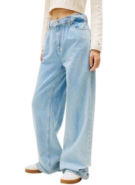Pantalón vaquero Tommy Jeans Paperbag azul para mujer
