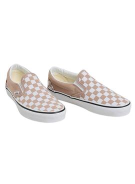 Zapatillas Vans Slip On rosa y blanco para mujer